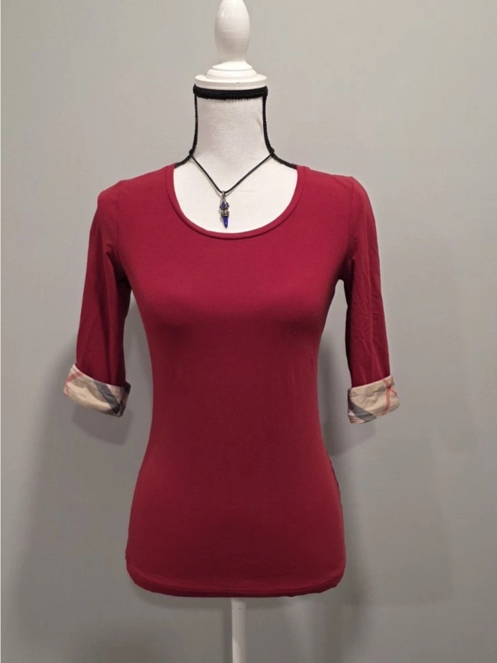 Authentic Burberry Women’s 3/4 Sleeve Top in Red